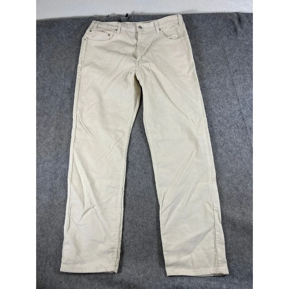 VTG 90s Levis 505 Corduroy Pants Mens 36x32 Beige Utility Regular Straight Leg